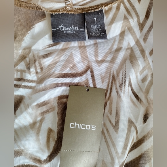 Travelers by Chico's TEXTURE LINES open front cardigan brown wavy lines size 1 - Picture 3 of 8